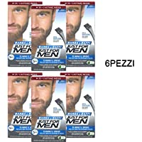 6 x Just For Men Barba y bigote Color permanente con pincel sin amoniaco castaño medio M-35 2 x 14 ml gel colorante